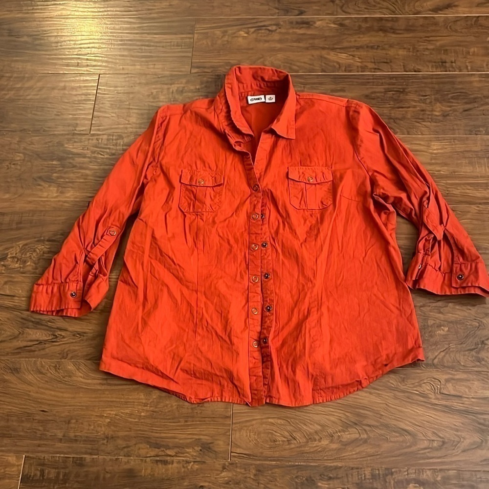 Lovely Orange Cotton Cato Blouse, sz Extra Large.